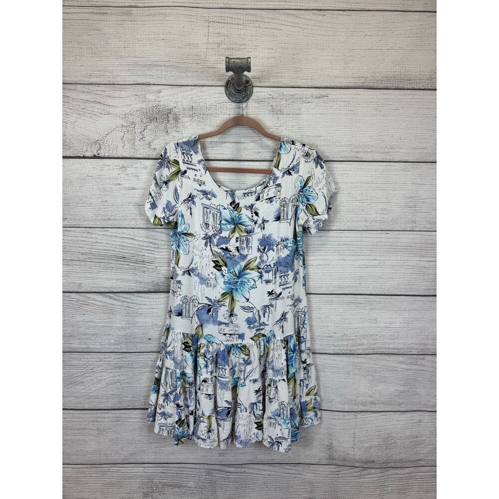 Jacqueline Studio Vintage Women's Tropical Summer Short Sleeve Dress Size Medium